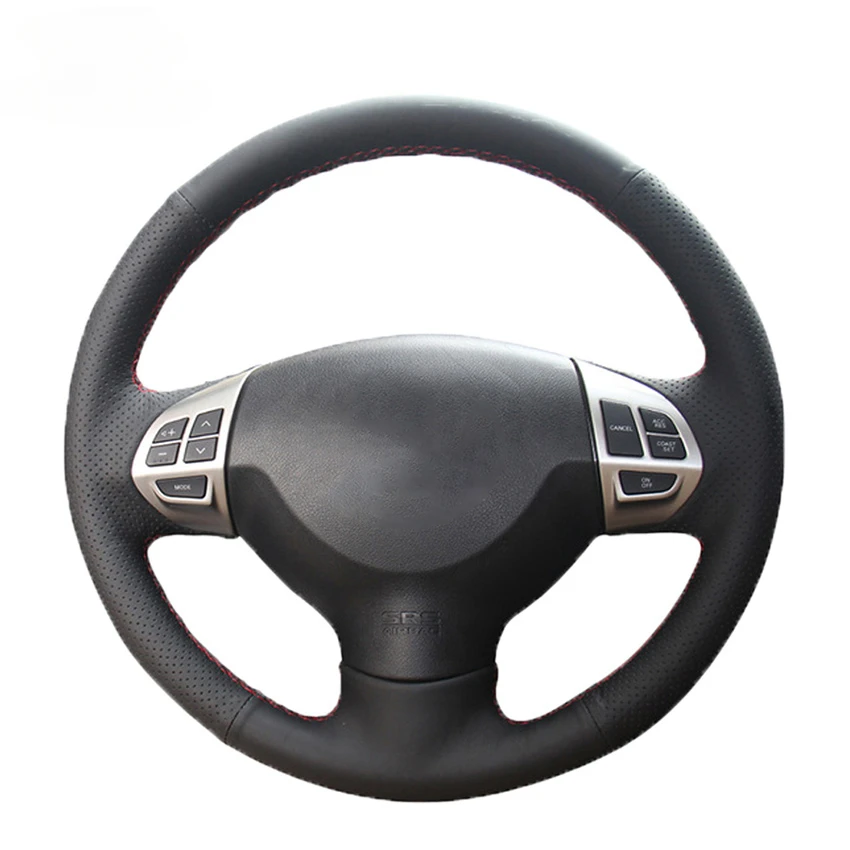 Black Faux Leather Steering Wheel Cover for Mitsubishi Outlander ASX Lancer L200 Colt Peugeot 4007 Citroen C-crosser 2006-2019