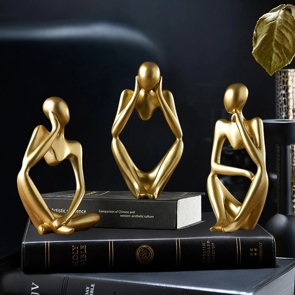 

Nordic Minimalist Luxury Creative Mini Left Think Right Ponder Resin Craft Home DecorationOrnament forLivingRoomEntryway Desktop