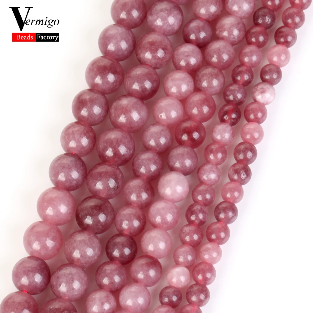 

6 8 10mm Natural Stone Beads Strawberry Jade Round Loose Beads For Jewelry Making DIY Bracelet Necklace Accessories 15"