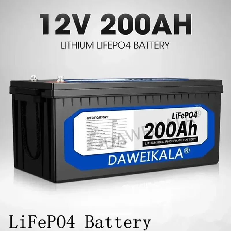 New12V 200Ah LiFePO4 Battery Lithium Iron Phosphate Battery Built-in BMS for Solar Power System RV House Trolling Motor Tax Free