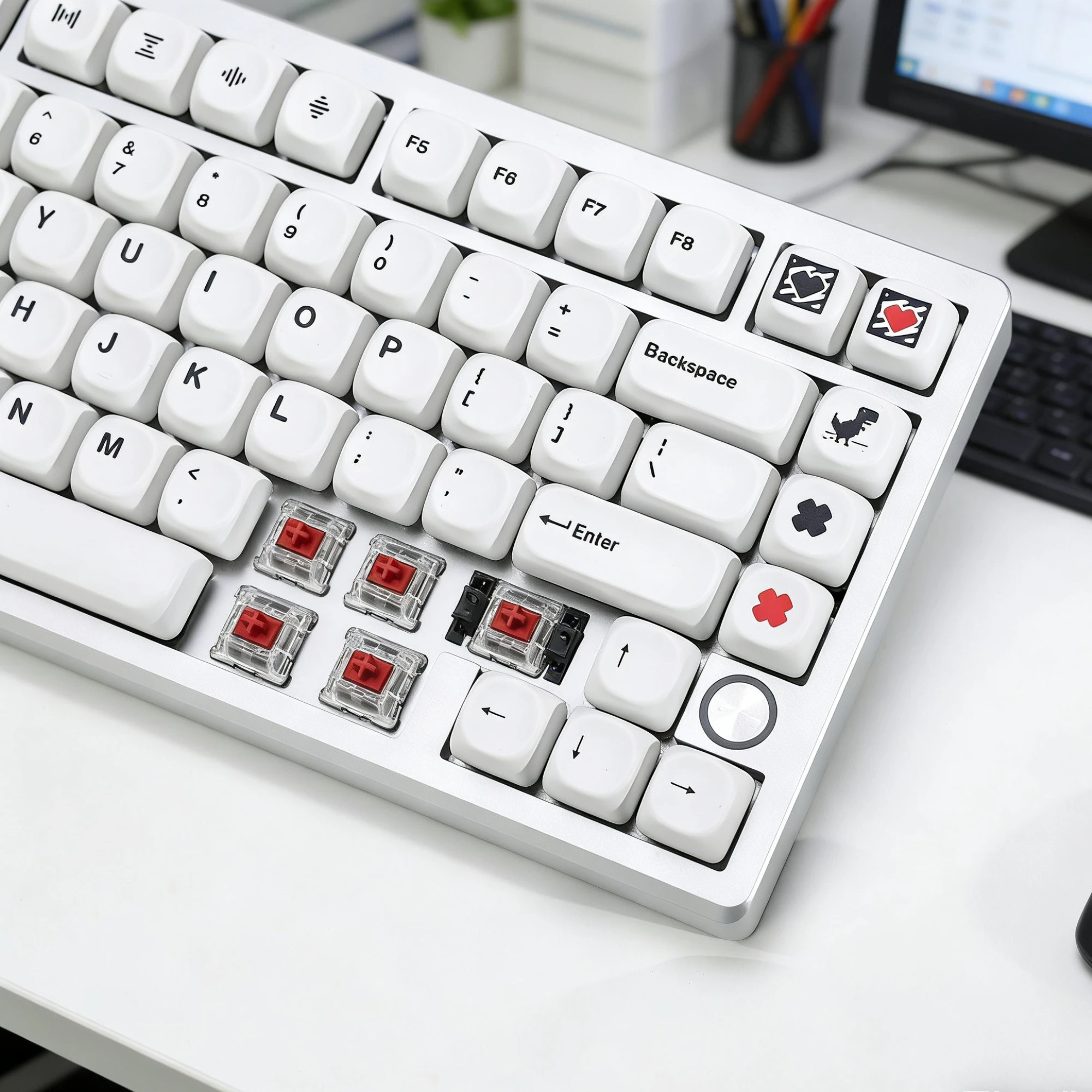 PBT Keycaps MOA Profile Minimalist White Ball Keycap Dye-Sublimated for Mechanical Keyboard Compatible  Layout [No Keyboard