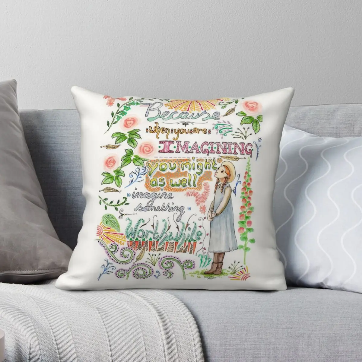 Anne Of Green Gables Quote Pillowcase Polyester Linen Velvet Printed Zip Decorative Throw Pillow Case Sofa Seater Cushion Cover