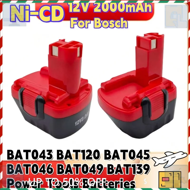 ✅ 12 В 2,0 Ач Ni-CD 2000 мАч аккумуляторная батарея для аккумуляторных инструментов Bosch BAT043 3455 BAT139 BTA120 26073 35430 3360 PSB 🎡