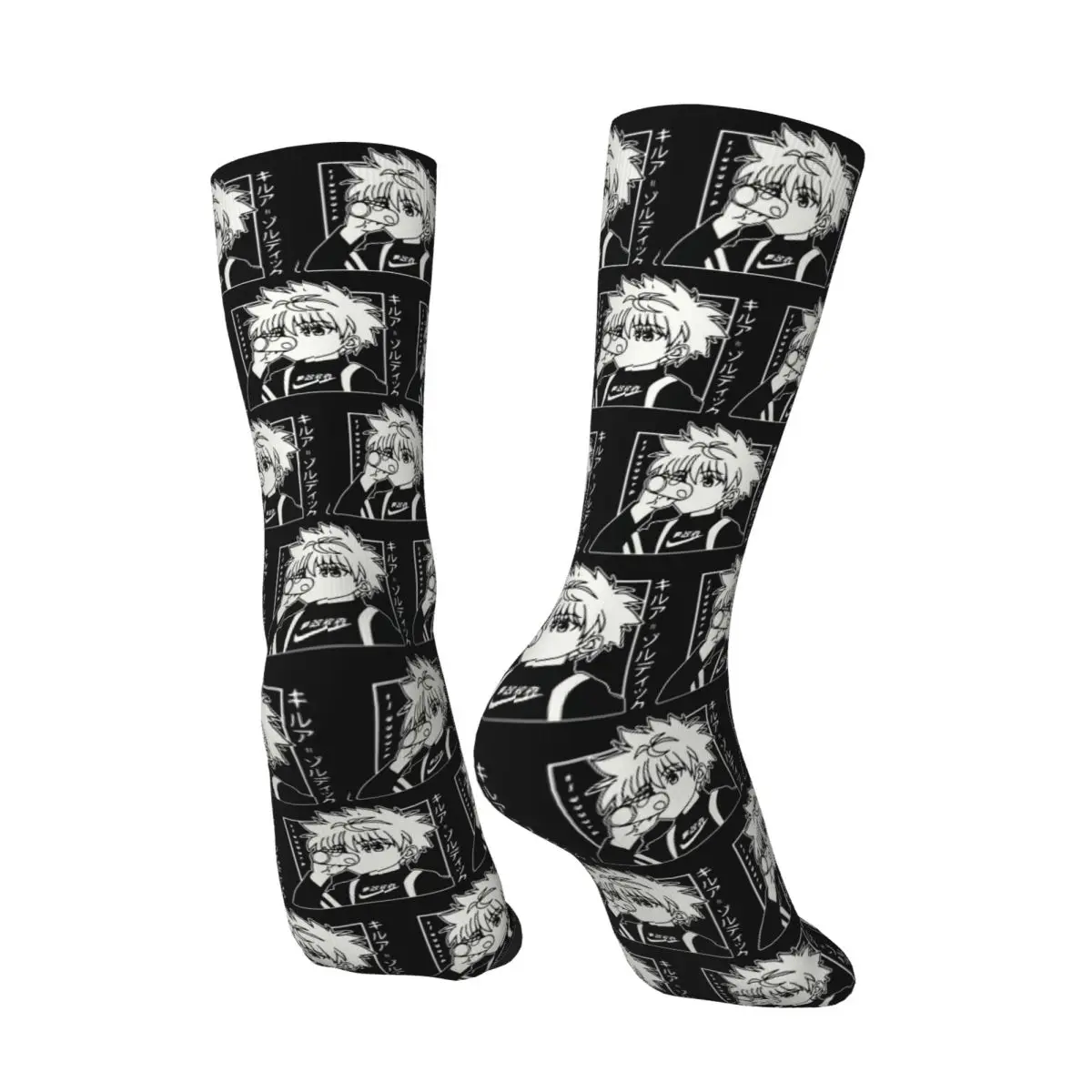 All Seasons Killua Zoldyck Anime Hunter X Hunter Socks Harajuku Crew Socks Hip Hop Stockings for Men Women Valentine's Day Gifts