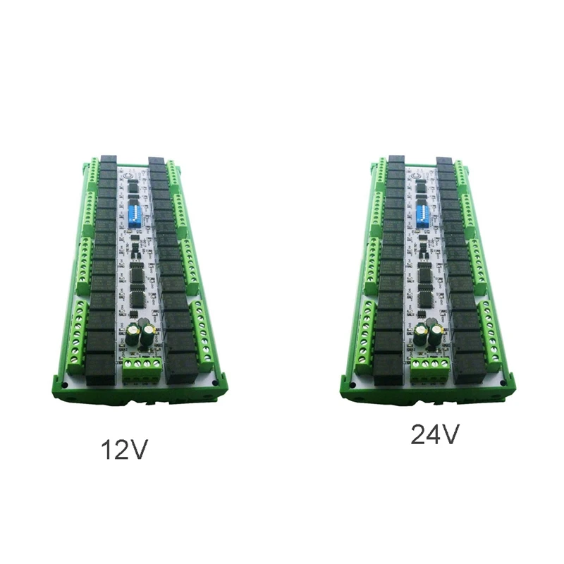 HOT 20A Easy To Install DIN Rail Box DIP Switch Setup Parameters 32CH Modbus RTU RS485 Relay Module RYR432D