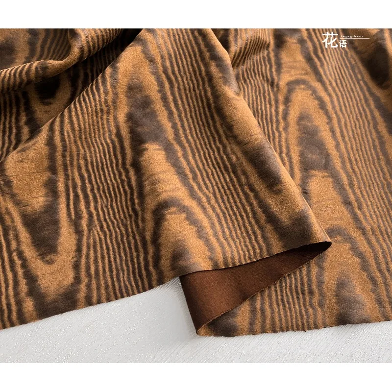 

Brown Suede Coated Leather Fabric for Vintage Outerwear Decoration Clothing Designer Fabrics Diy Sewing Material Cloth Per Meter