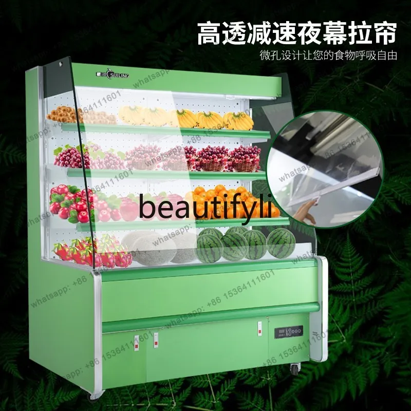 Commercial Freezer Wind Curtain Air Cooling Frost-Free Vertical Cabinet Fruit Preservation Refrigerated Display Cabinet