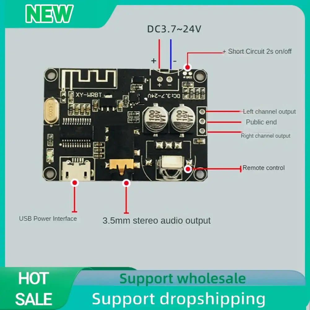 Solid XY-WRBT BT5.0 Decoding Board Dual-Channel Stereo Audio Module DC3.7-24V Wide Voltage