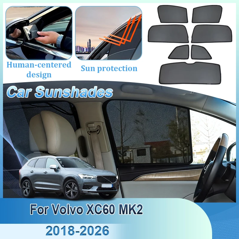 

For Volvo XC60 MK2 2018-2026 Window Visor Heat Insulation Mesh Sunshade UV Protection Sun Shade Car Net Mesh Shading Accessories