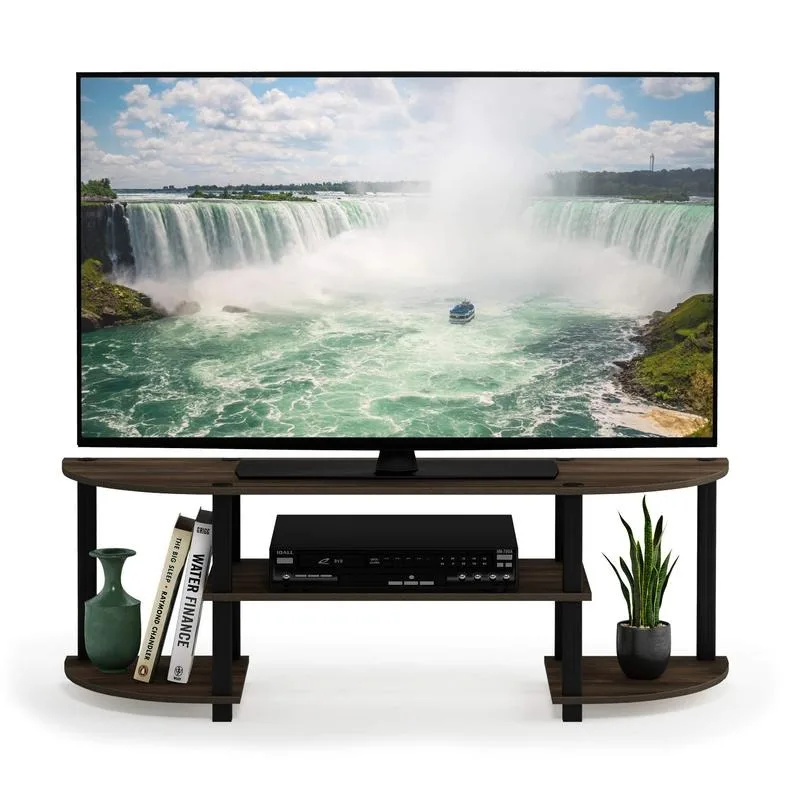 Furinno 3 Turn-S-Tube Wide TV Entertainment Center, Columbia Walnut/Black