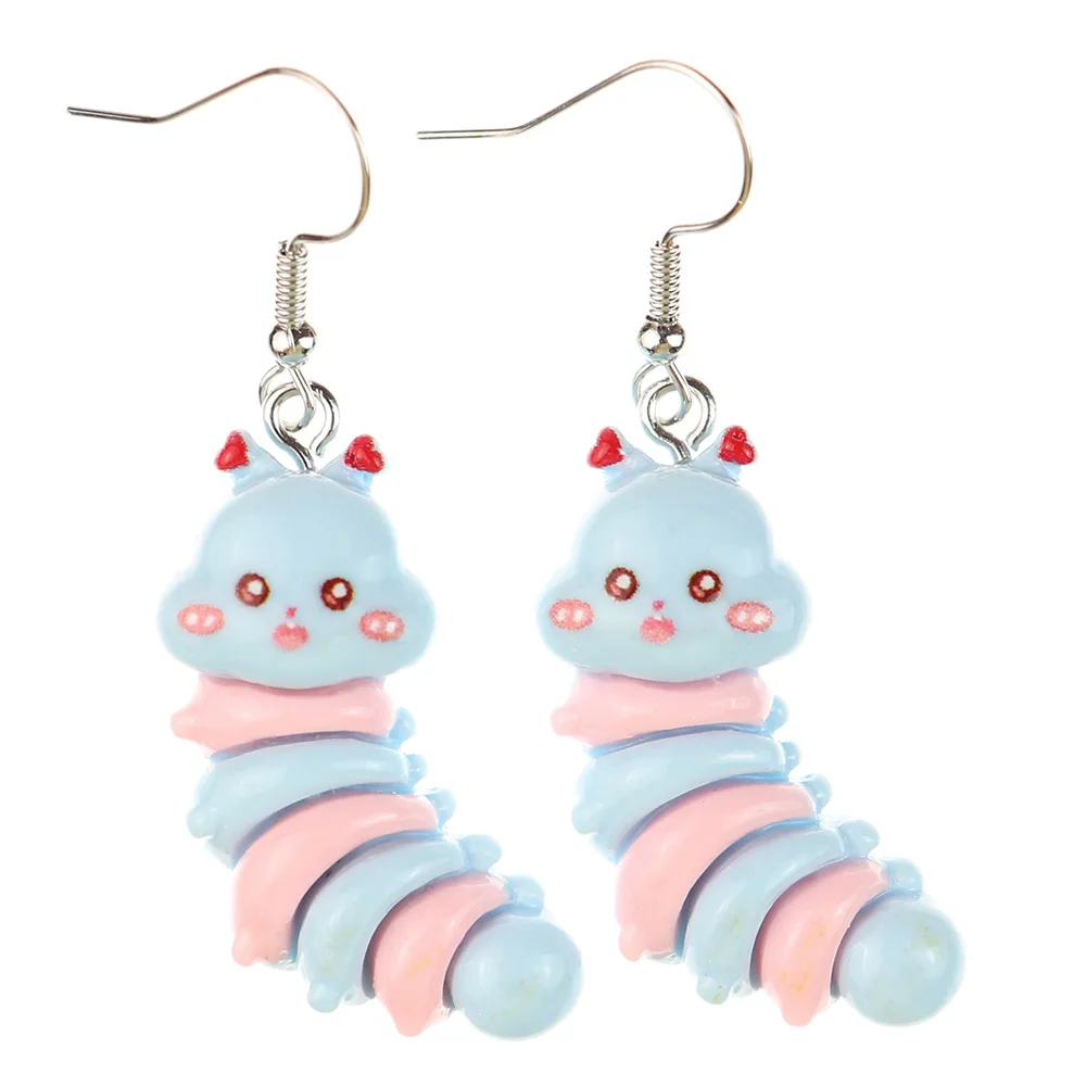 Fun and Cute Caterpillar Earrings from Japan and Korea, Creative Girl Pendant Earrings