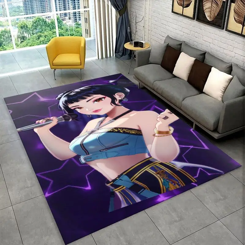 KPop D-Demon H-Hunters S-Saja Cartoon Non-Slip Area Rug for Living Room Bedroom Playroom,Carpet Floor Mat for Home Decor Holiday