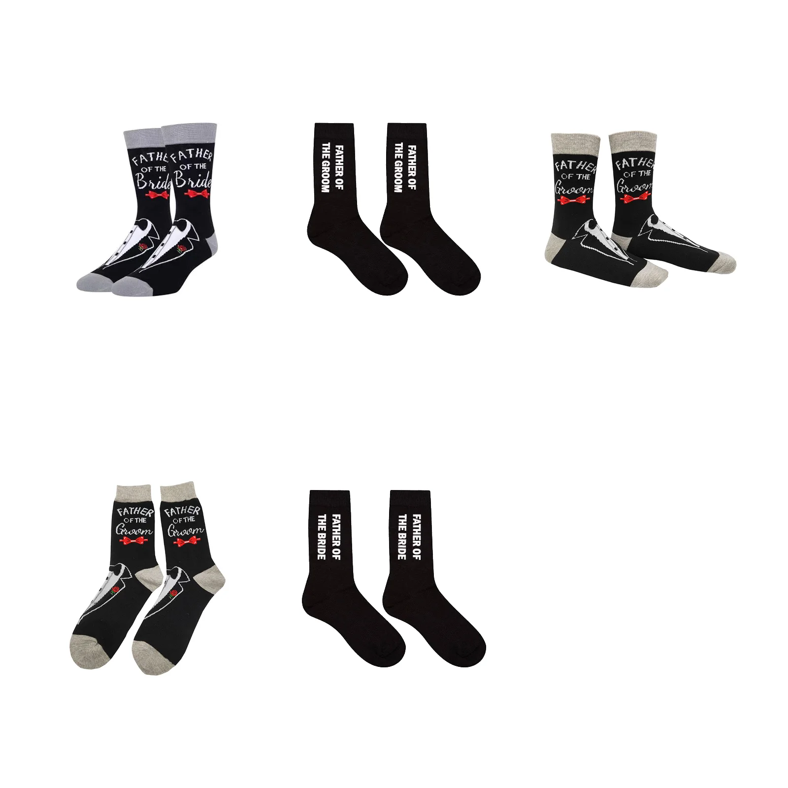 

Wedding socks gift box set for the bride and groom’s father (1 pair each of styles 1-5)