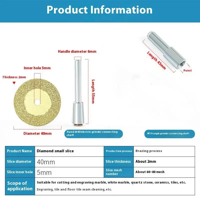5/6Pcs 40MM Mini Cutting Disc For Marble AndJade Cutting Accessories Diamond Grinding Wheel Circular Saw Blade
