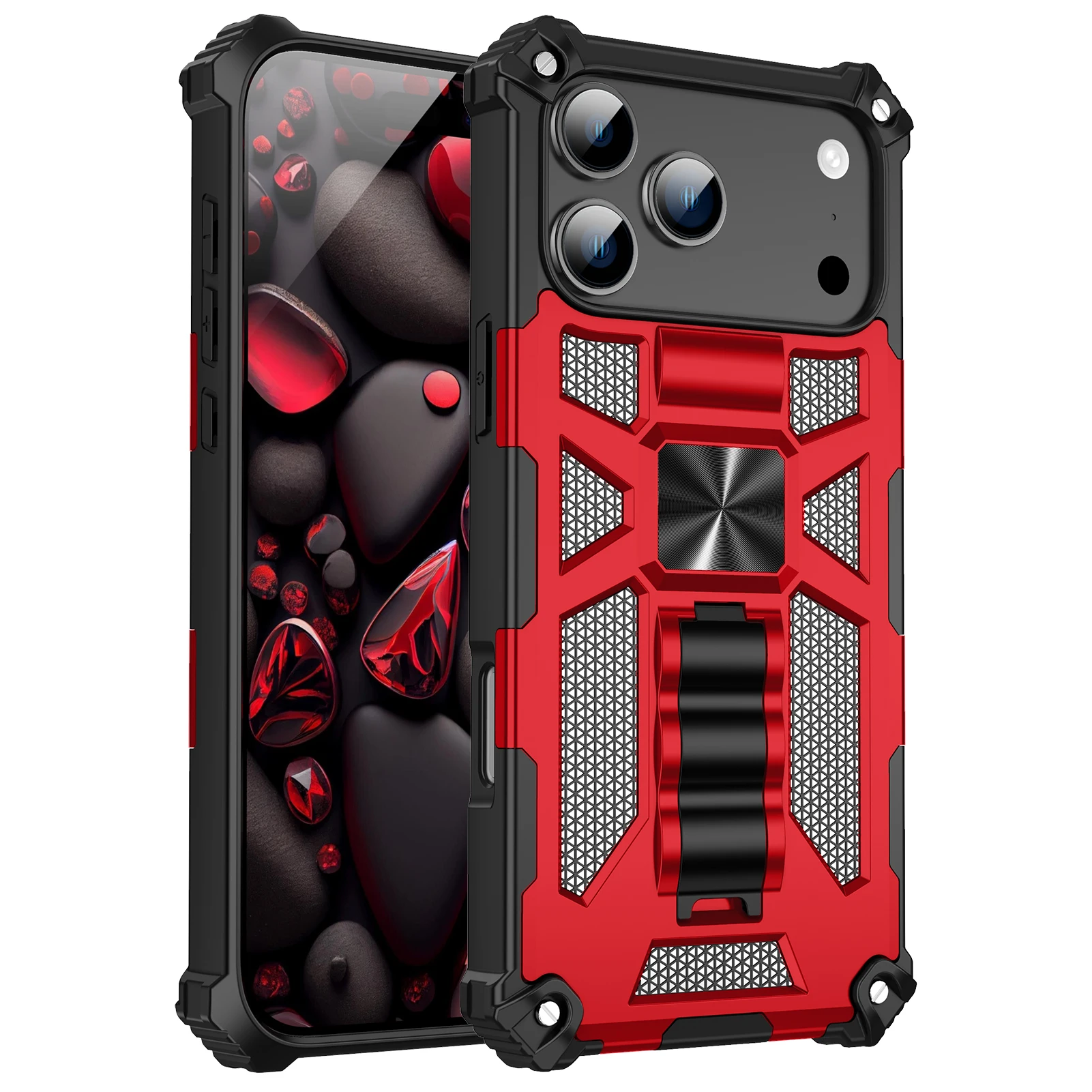 

Military-grade Shockproof Phone Case For iPhone 17 16 15 14 13 12 11 Pro Max Plus Armor Fold Stand Car Holder Protective Cover