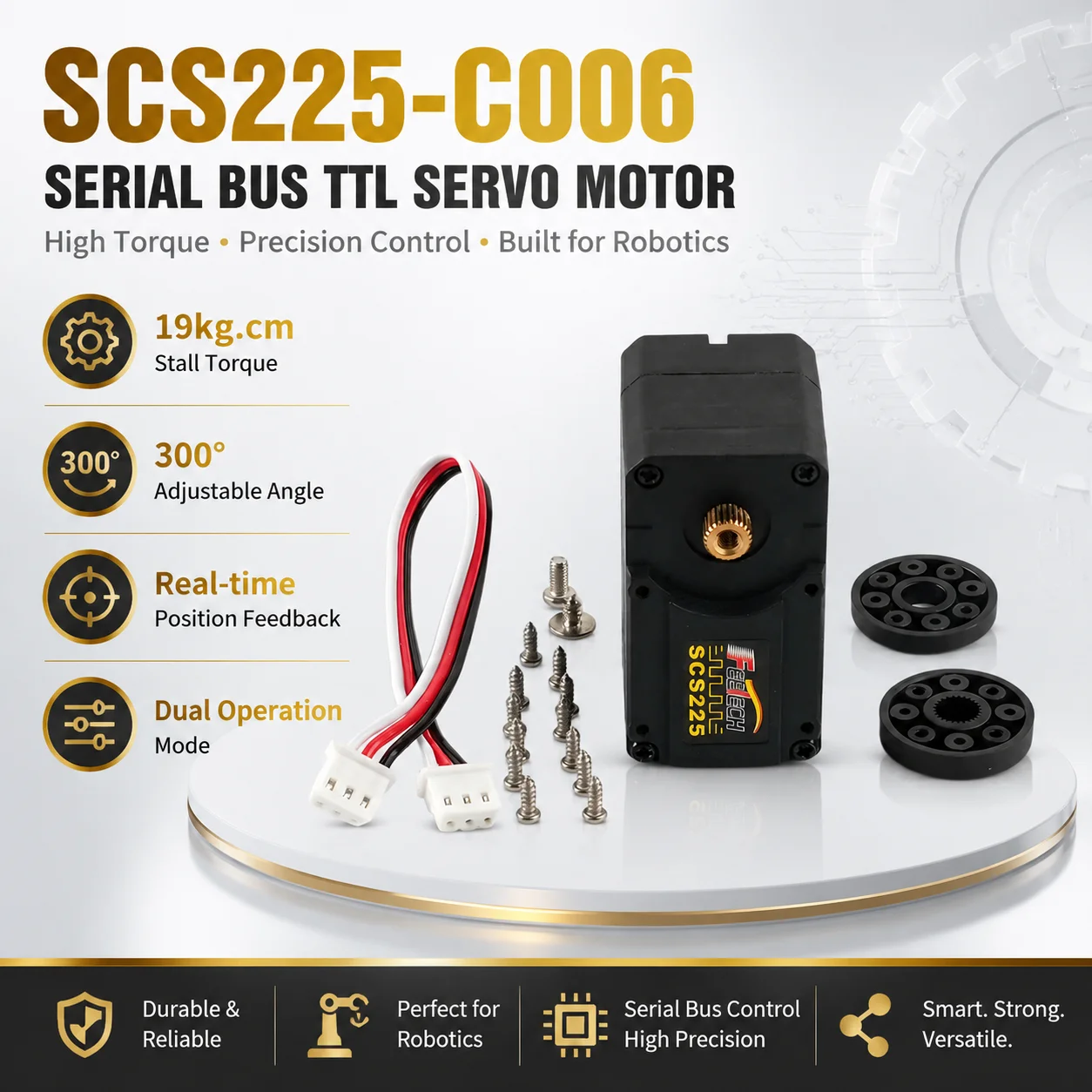 Feetech SCS225-C006 7.4V 19kg.cm Serial Bus Servo Motor With Metal Gear And 300° Adjustable Angle For Robotics Projects