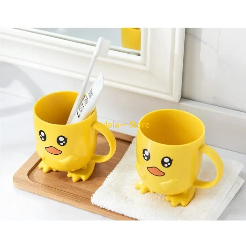 Y4QA Cartoon Duck Bowl Cup Spoon Fork for Baby Kindergarten Divided Dinner Plate