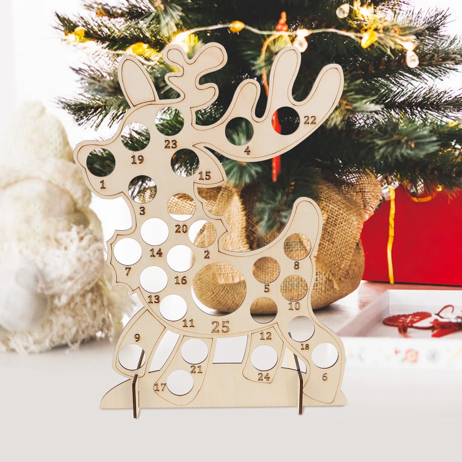 

Elk Chocolate Rack Wooden Christmas Countdown Calendar Diy Paintable Wood Display For Candy Gifts Home Office Party Decor Xmas