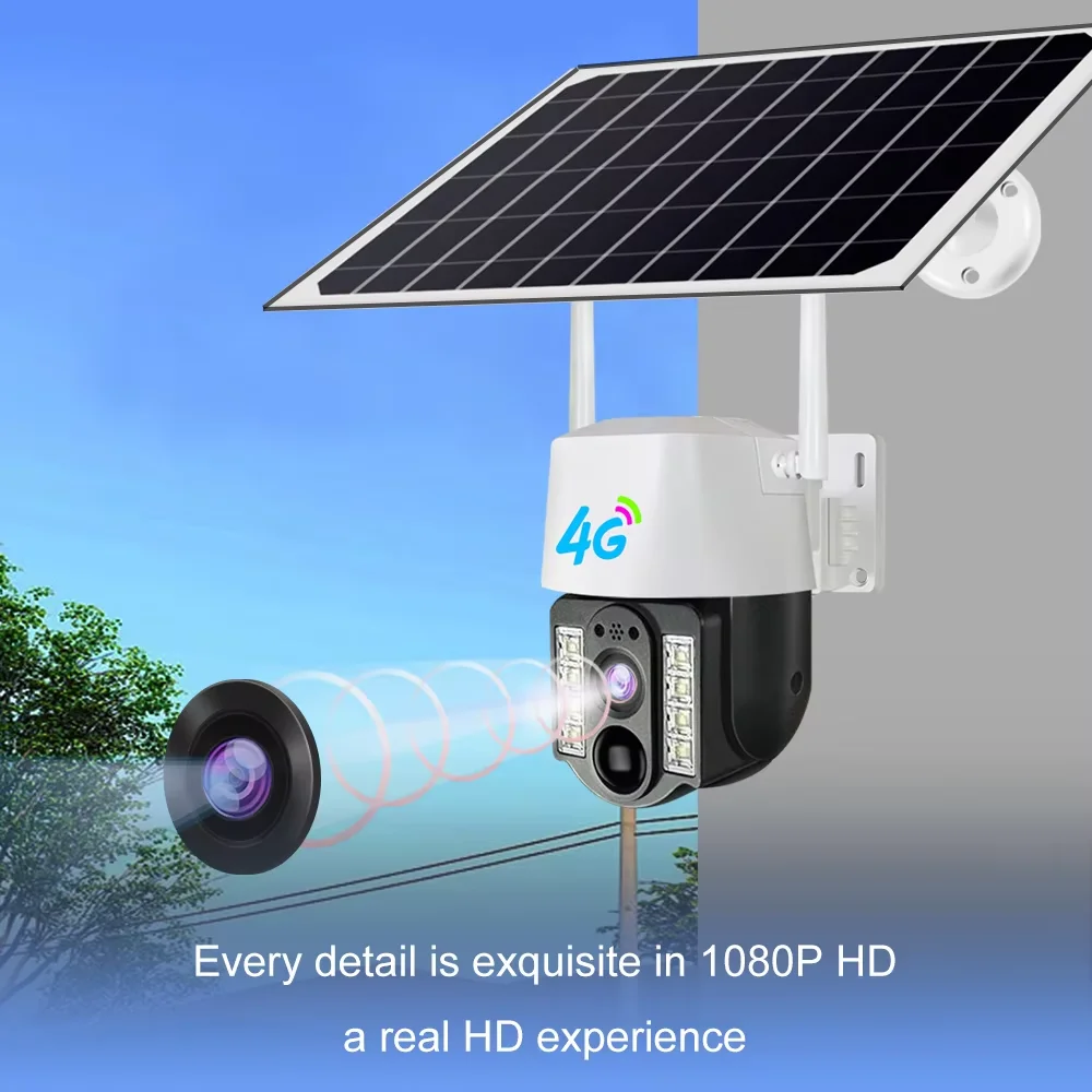 Solar Outdoor 4G Camera With 4G Sim Card Wireless IP Webcam Low Powered Battery Waterproof Smart Home Security Protection CCTV
