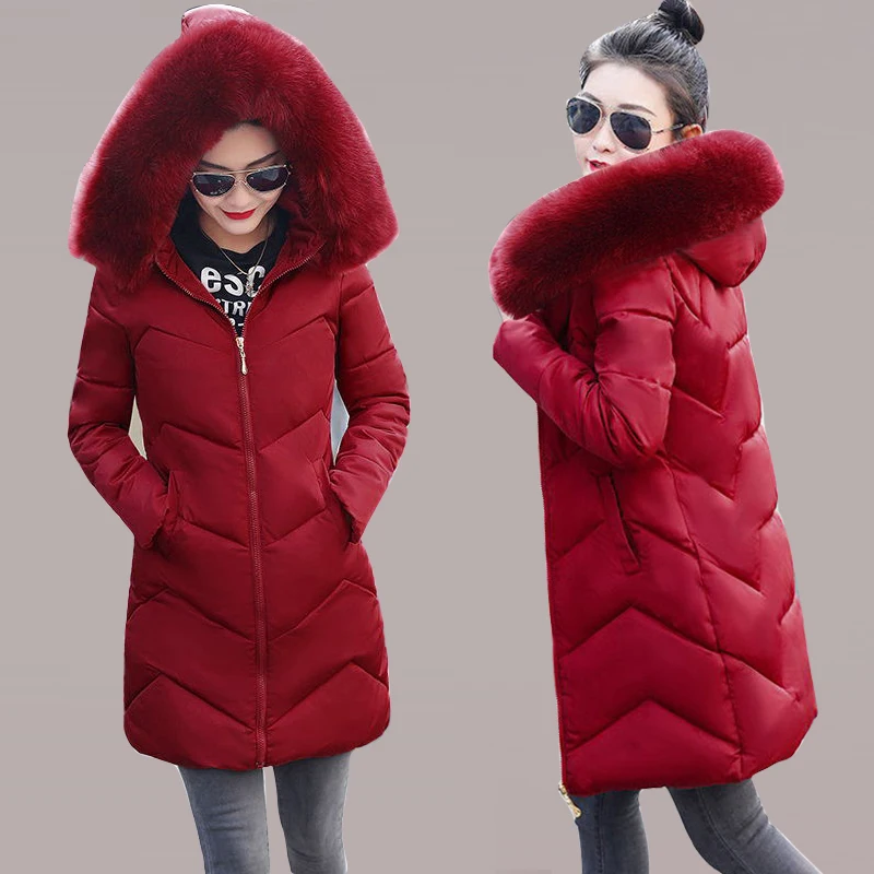 Parka larga con capucha para mujer, chaqueta cálida de plumón de piel sintética, talla grande 7XL, abrigo de invierno para oficina, novedad de 2023