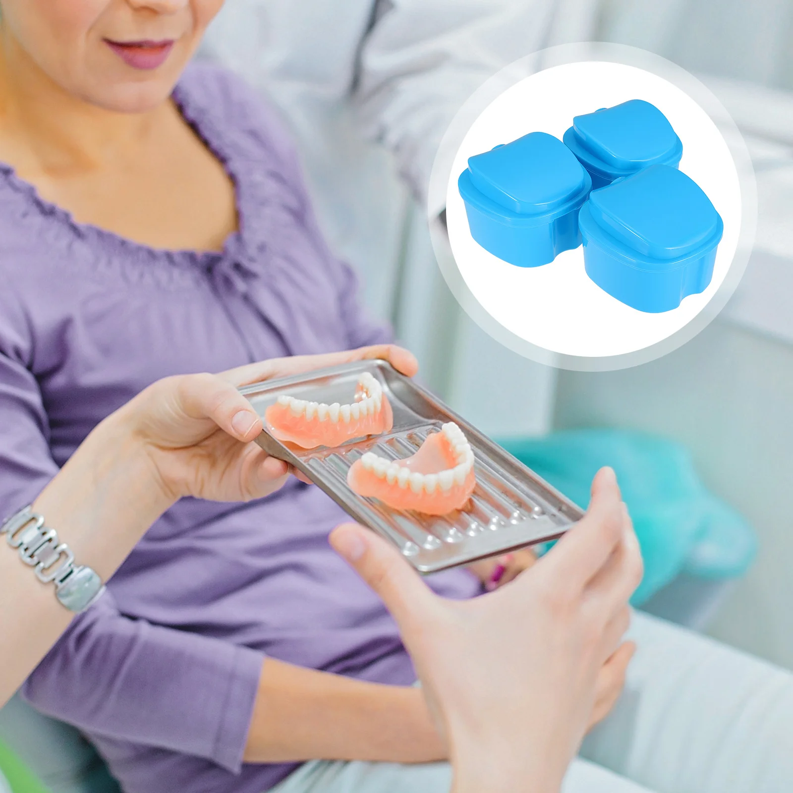 3Pcs Denture Storage Box Strong Plastic Retainer Case Oral Care Mini Portable Dental Orthodontic Container Protective Guard