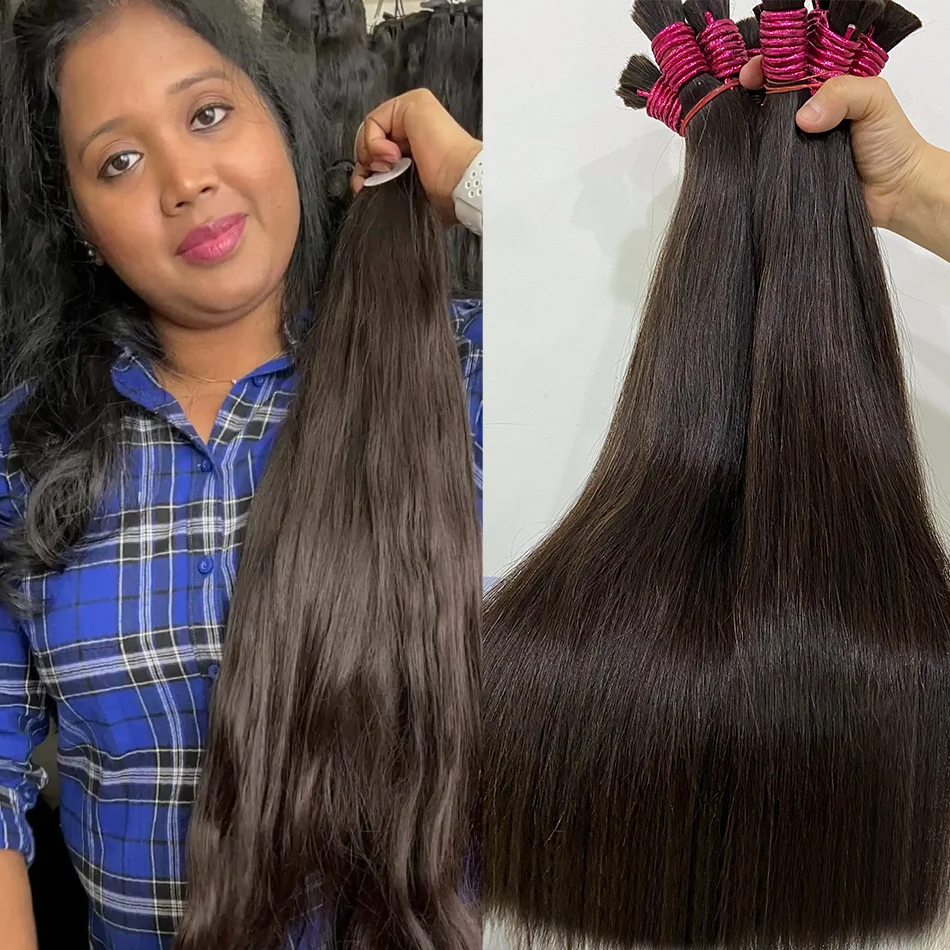 

Натуральные необработанные человеческие волосы для наращивания, натуральный коричневый цвет, необработанные, без трессов, высококачественные волосы для плетения кос.