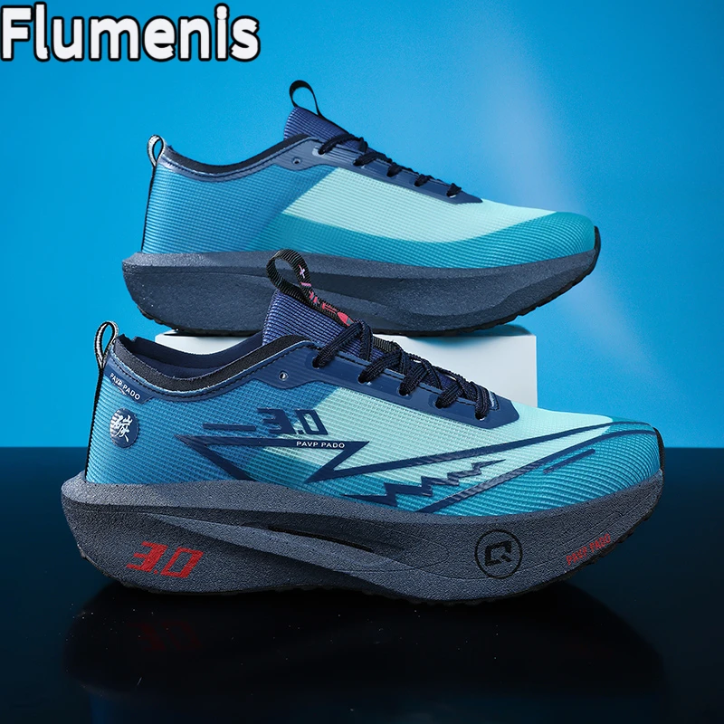 Mens Womens Carbon Plate Sneakers Ultra Lightweight Breathable Mesh Racing Running Shoes Non Slip Cushion Sports Footwear