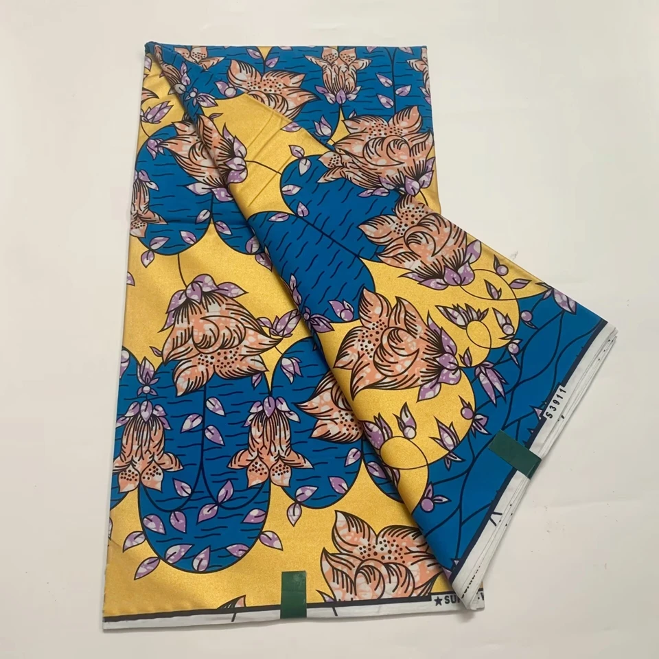 Wax Fabric 100% Cotton African Prints Cloth 2025 New Ankara Golden Wax Fabric 6 Yards Great Design For Sewing Clothes Soft