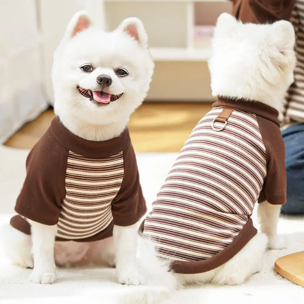 

Fashion Colorful Dog Hoodies Comfortable Soft Striped Pet Clothes Breathable Dog Base Coat Autumn and Winter