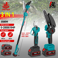 Brushless 3500W Electric Chainsaw Telescoping Pole 3 IN 1 Pruner High Branch Saw Garden Tree Pruning Tool For 21V 18V Battery