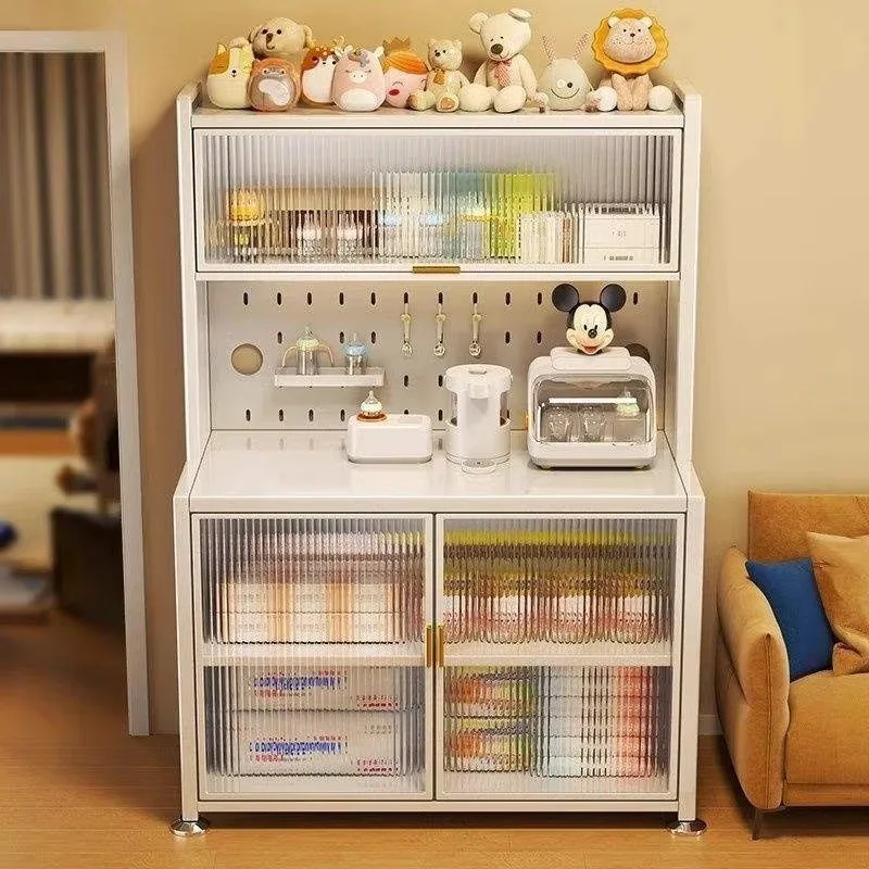 Kitchen microwave oven sideboard storage rack multi-layer living room dining side cabinet with door household floor storage rack