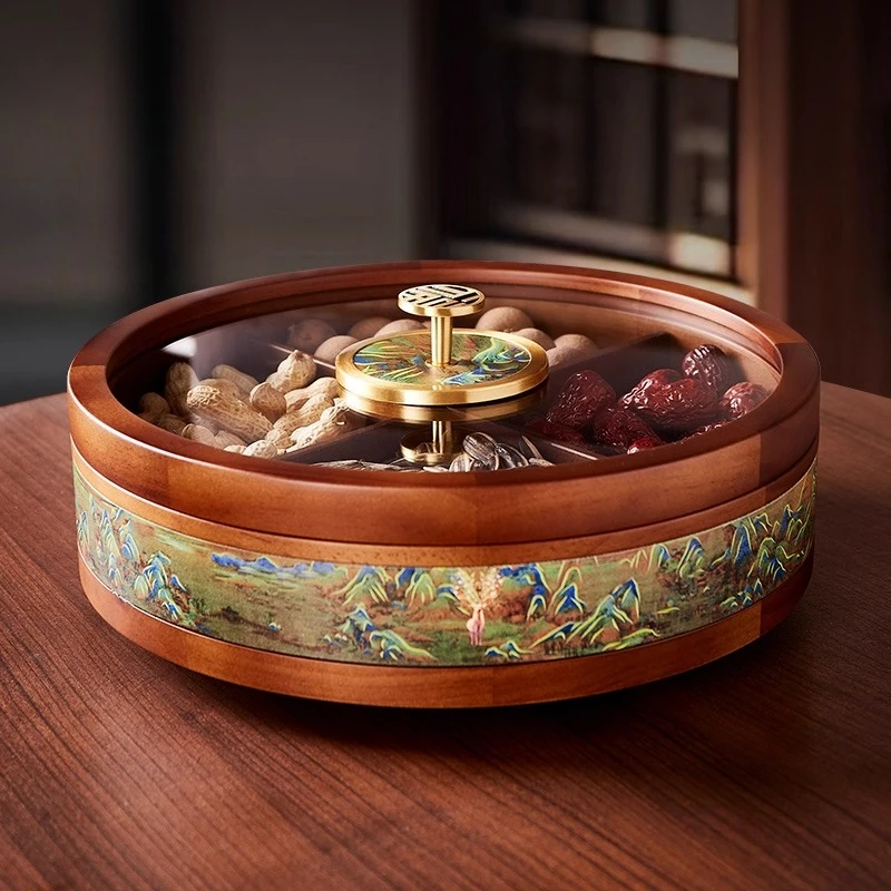 

high-end, solid wood dried fruit box, household living room fruit plate, coffee table desktop, snack compartment, storage box