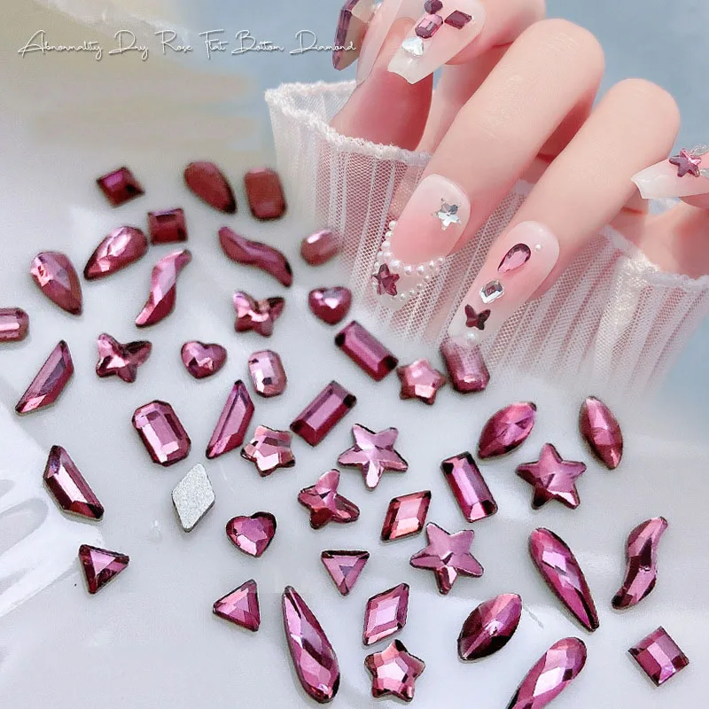 

50pcs Shape Crystal Glass Nail Art Accessories Rhinestone Clothing Decoration Flatback Beads For Mini Manicure Decorations
