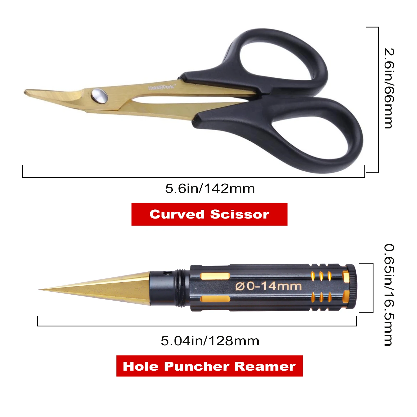 Hobbypark RC Body Reamer Hole Punch Tool 0-14mm with Sleeve & Curved Scissors for RC Car Bodyshells