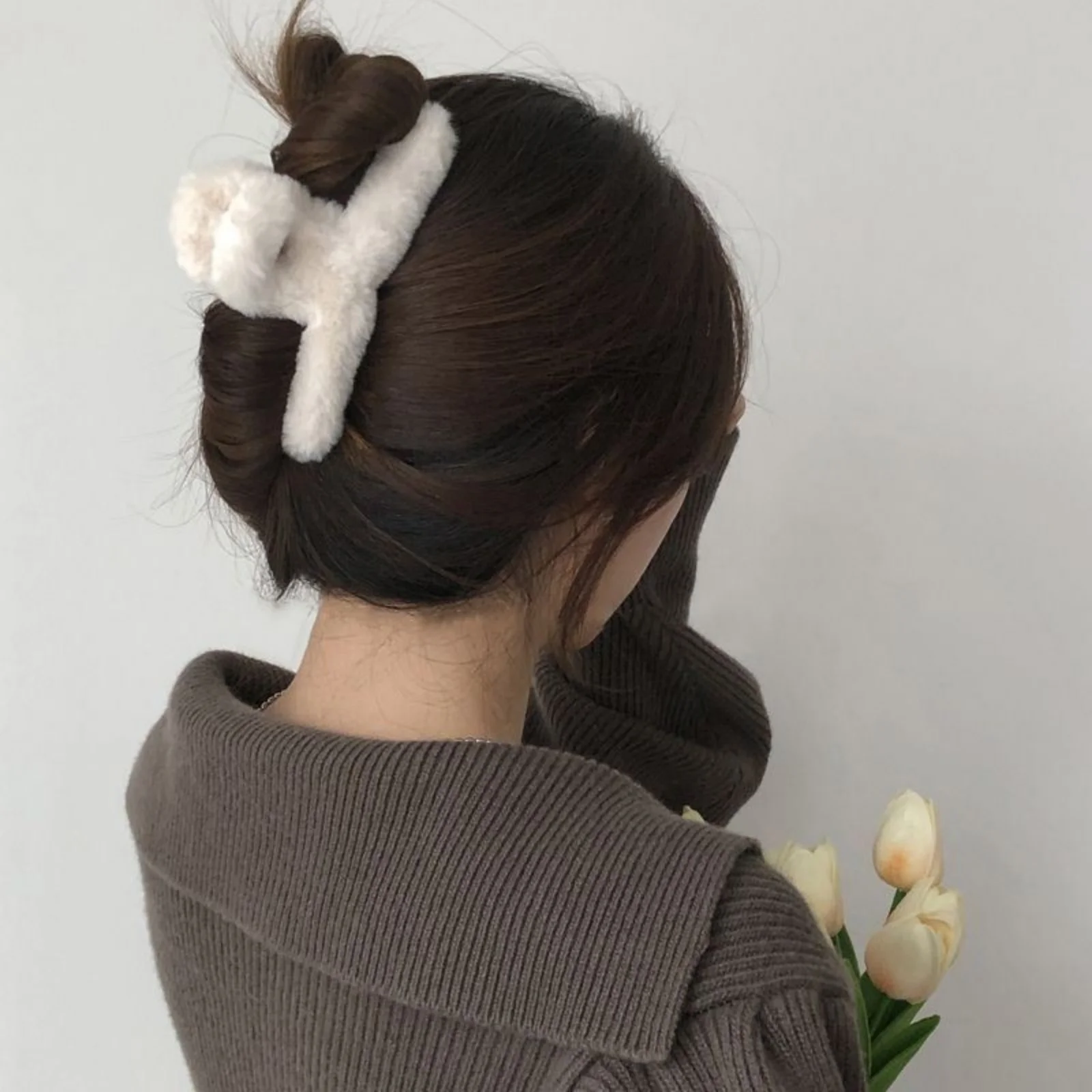 Neue 14 cm Elegante Plüsch Haar Clip Klaue Koreanische Mode Extra Große Nachahmung Kaninchen Plüsch Greifen Cawl Clips Mädchen Haar zubehör – Detail 4