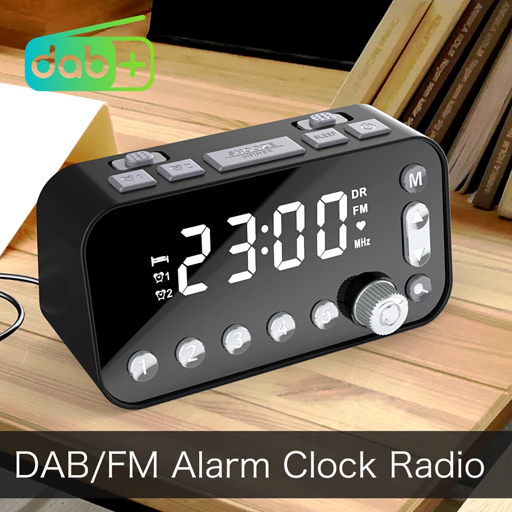 นาฬิกาปลุกหรูหรา DAB วิทยุ FM พอร์ตชาร์จ USB คู่ปรับระดับเสียงนาฬิกาปลุก Broadcasting วิทยุ