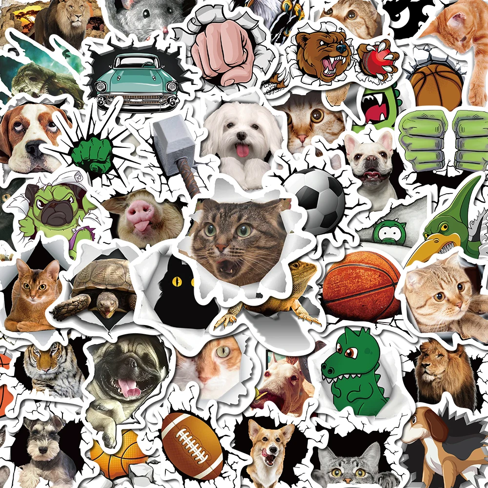 

10/30/50pcs Funny 3D Animals Cute Cat Meme Stickers Decals Decoration Phone Skateboard Laptop Bike Motorcycle Wall Sticker Toys