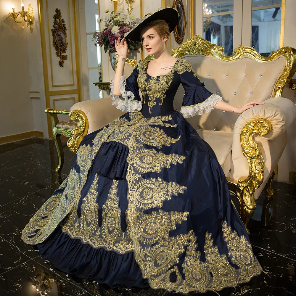 

18th Century Europe Rococo Ball Gown Queen Charlotte Marie Antoinette Cosplay Dress Medieval Suit Elizabeth Colonial Lady Dress