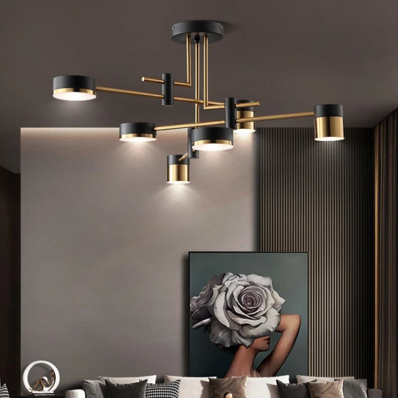 Lampade a sospensione a soffitto per soggiorno a LED nordiche Lampadari moderni creativi in oro nero per decorazioni per la camera Lampadari per isole da cucina