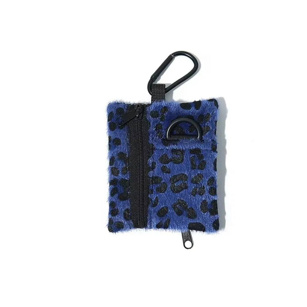 Unisex Mini Sports Wallet Outdoor Horse Hair Coin Purse Leopard Pattern Multifunctional Key Bag Small Object Keychain