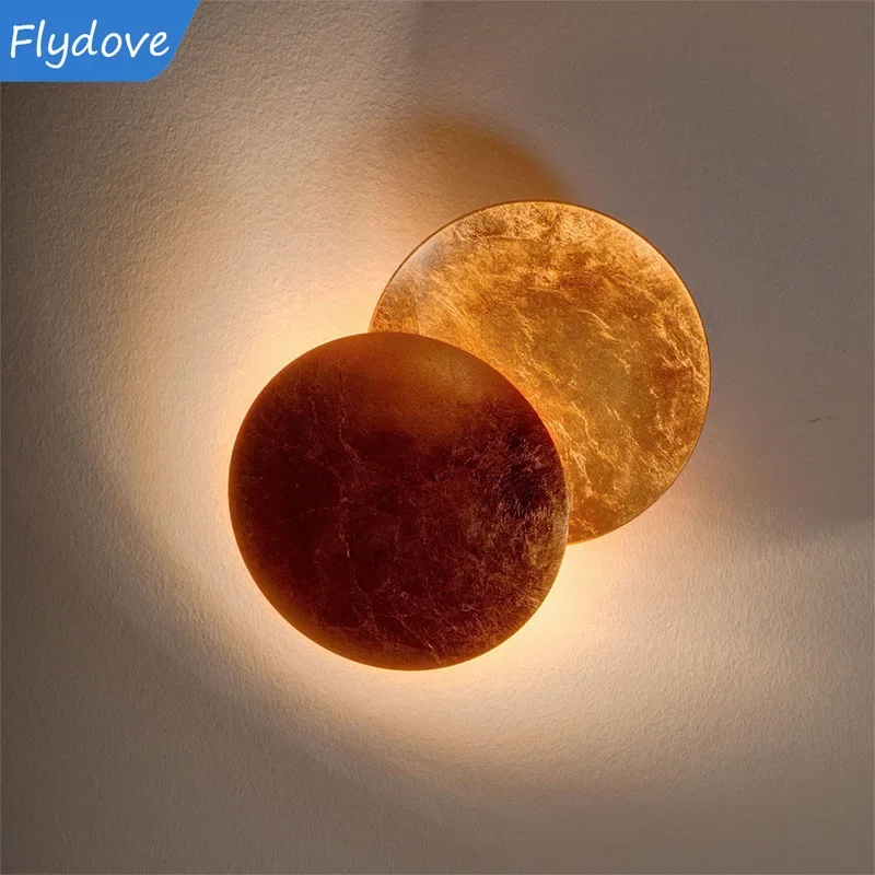 

Modern LED Wall Lights Suitable for Bedside, Bedroom, Corridor, Rotatable Black Gold Texture Solar Eclipse Wall Lights