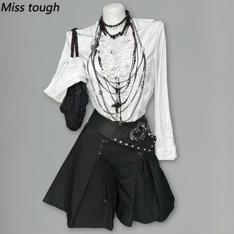 Japanese Gothic Harajuku Women’s 2 Piece Set Chic Vintage 2000s French Elegant Sweet Dark Court Style Autumn Winter Outfits 2026 view 4