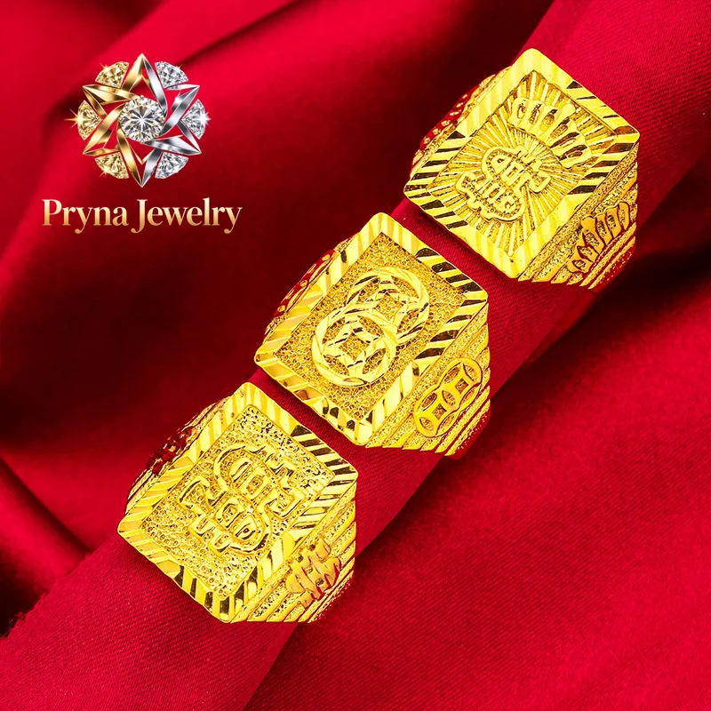 

Pryna Jewelry Abacus Coin Ring for Men, 24K Gold, AU999 | Antique Ming-Qing abacus carvings with distressed finish, vintage bus