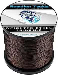 

Reaction Tackle Weighted Stainless Steel Trolling Line – 45LB Premium Weighted Fishing Wire, Size: 45LB/ 1000 foot