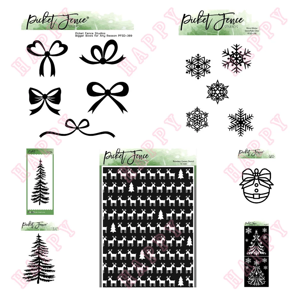 

Fancy Christmas Tree Snowflake Bows Metal Cut Dies Stencil Decoration DIY Scrapbooking Diary Embossing Handcraft Album Template