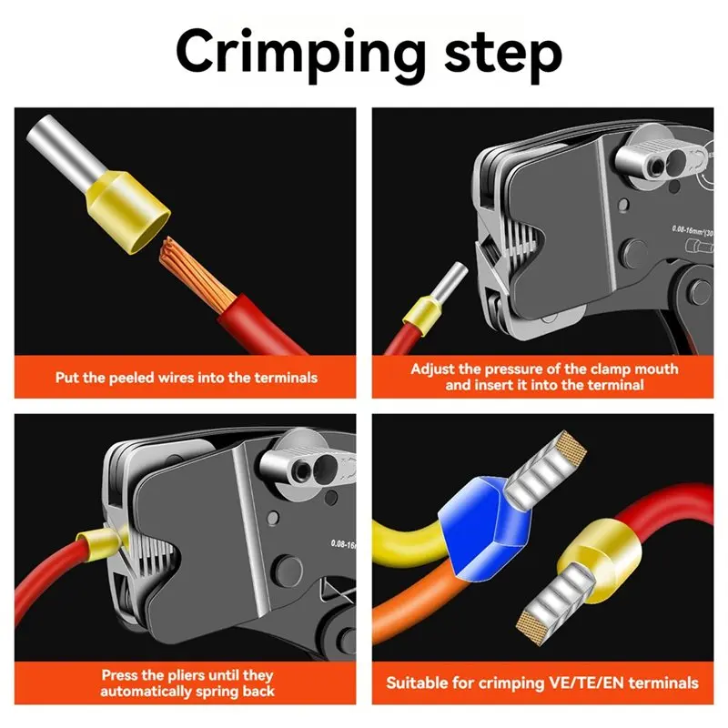 AS60-Wire Ferrule Crimping Tool Ratchet Crimper For End-Sleeves Wire Ends Terimnal Self-Adjusting Ratchet Crimper