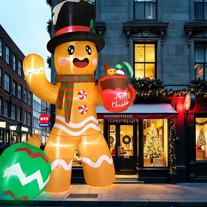 Gingerbread Man Cocoa Cup with LED Garden Ornament Christmas Air Model Christmas Inflatable New
