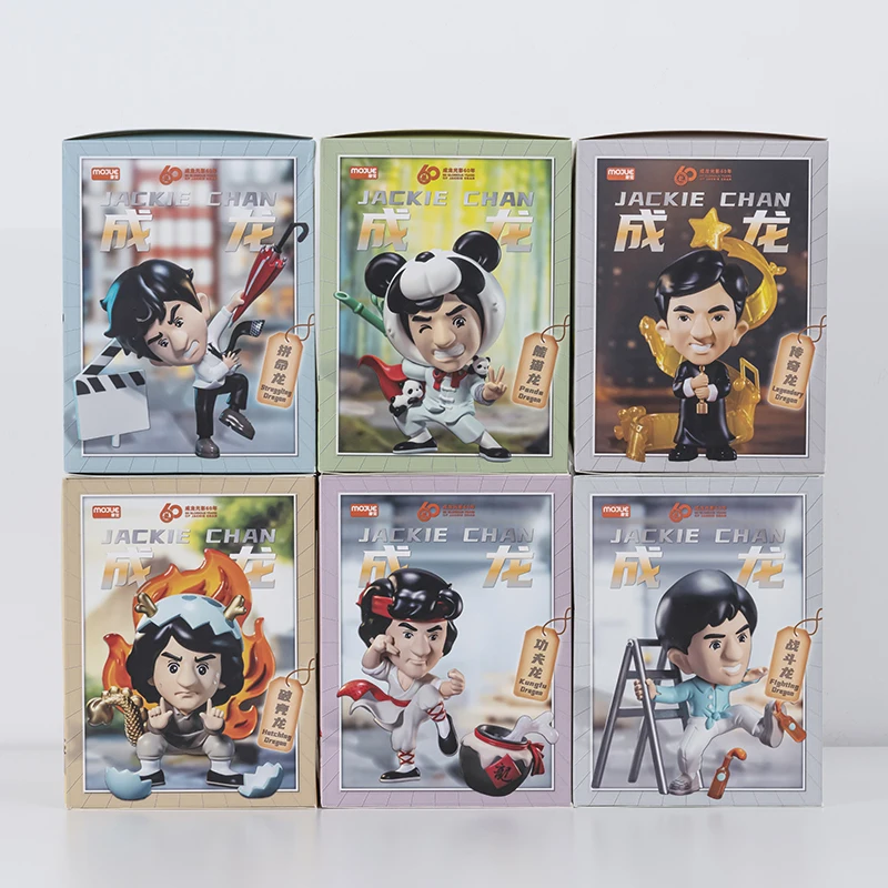 Genuine Chinese Kung Fu Jackie Chan Movie Light And Shadow 60th Anniversary Cartoon Hand Toy Animation Figure Film Fans Gift