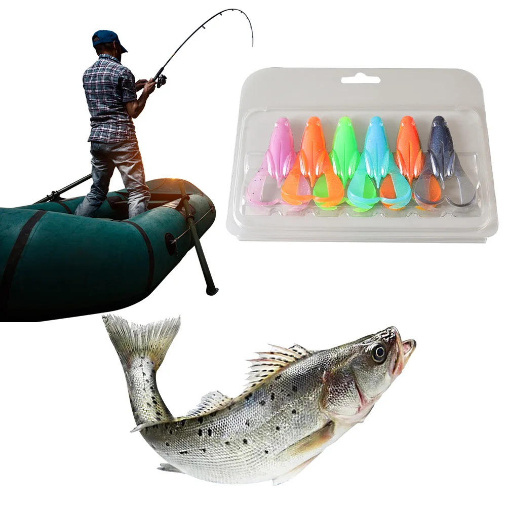 6pcs Floating Soft Fishing Lure 7cm 7g Topwater Frog Fishing Lure Soft Bait for Pike