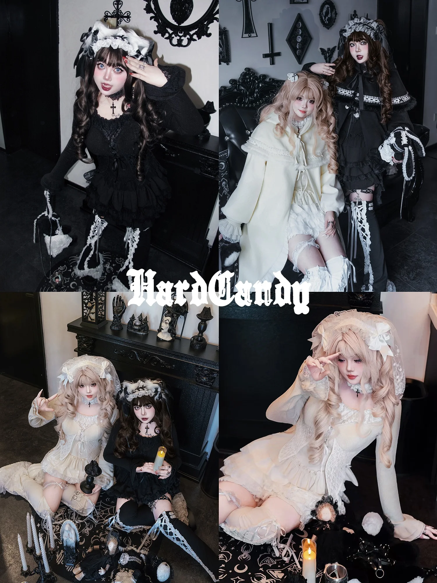 

Комплект Harandy Original Lace Gothic Series: юбка А-силуэта с высокой талией и топ с длинным рукавом и круглым вырезом, коллекция Весна 2026, большие размеры